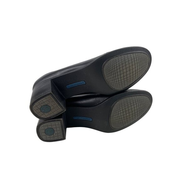 Hush Puppies Bebe Black Leather Block Heel Shoes Ladies Womens Size 9.5M - Picture 8 of 13